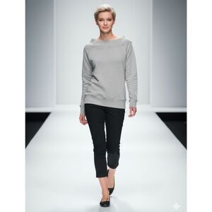 Allen Allen Gray Off-the-Shoulder Sweater